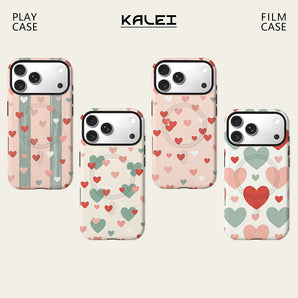 Pastel Heart Doodle Phone Case For Magnetic for iPhone 17 16 15 14 13 12 11 Pro Max Plus Double-layer Anti-Drop Back Cover