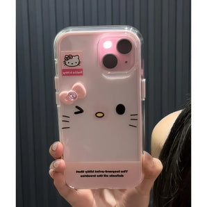 Cartoon character cat transparent silicone phone case, suitable for iPhone 17 Pro Max 16 15 Plus 14 13 Pro back cover girl gift