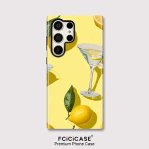 Fcicicase Fashion Lemon Phone Case For Samsung Galaxy S23+ S20 FE S25 Ultra S24 Plus A36 A16 5G A56 A26 Acrylic Dual Layer Cover