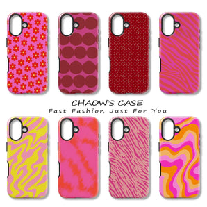 Y2K Pink Orange Swirl Phone Case for iPhone 17 17e 16e 16 15 14 13 12 11 X XS XR XSMAX Air Pro Max Plus Double-layer Back Cover