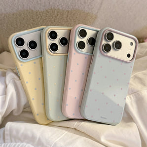 INS Korean Polka Dots Dopamine Soft TPU Phone Case for iPhone 18 17 16 15 14 13 12 Pro Max 16E 17E 18 Pro Silicone Cream Cover