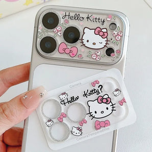 Cute Sanrio Hello Kitty Sparkle Camera Lens Protector 9H Tempered Glass for iPhone 18 Pro Max 18 Pro 17 Pro Max 17 Pro For Girls