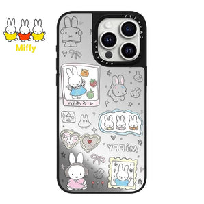 Kawaii Miffy Rabbit Phone Case Lines 17Promax 17Air Phone Case 16/15/14/13/12/11 Series Mirror Case