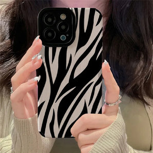 Fashion Zebra Stripe Phone Case For Iphone 14 Pro Max 11 12 13 Pro 7 8 Plus X XS Max XR Shockproof Soft Silicone Covers Cartoon
