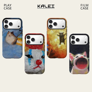 Abstract Oil Painting Cat For Magnetic Phone Case for IPhone 17 16 15 14 13 Pro Max Plus Single Double-layer tough Case