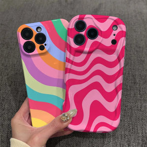 Cartoon Wavy Lines Cover For Apple iPhone 17 16 15 14 13 12 11 XR Plus Pro Max Feilin Phone Case Wave Oil Phone Case
