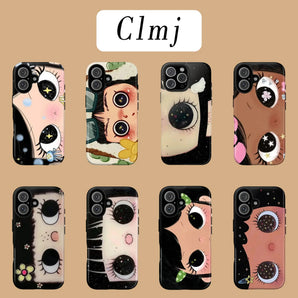 Clmj BIG EYES COMIC GIRL Phone Case for Samsung Galaxy S20 S23 S24 S25 S26 Plus Ultra Edge 4G 5G Luxury Double-layer Back Cover