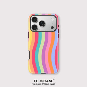 Fcicicase Luxury For Magsafe Phone Case For IPhone 16 15 14 13 12 17 Pro Max Plus 17 Air Rainbow Colorful Lines Magnetic Cover