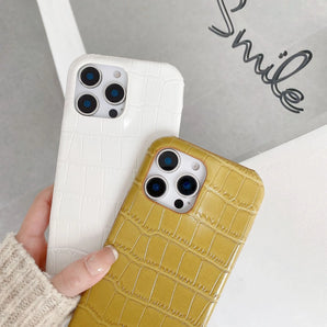 Simplicity Solid Color Crocodile Skin Pattern Shockproof Protective Phone Cover Case for iPhone 17 16 15 14 13 12 11 Pro Max