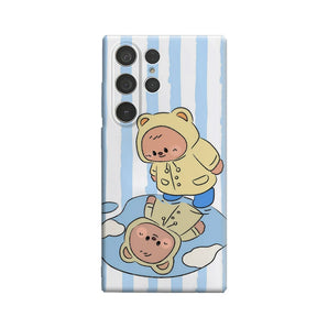 Teddy Bear Phone Case for Samsung Galaxy S25 Ultra S24 S23 Ultra Plus Shockproof Double Layer Back Cover