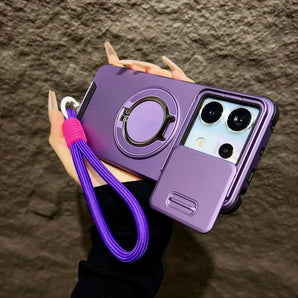 Armor Magnetic Case for Redmi Note 14 13 Pro Plus 5G 4G Xiaomi 13 14T Pro With Lanyard Slide Camera Protection Shockproof Cover