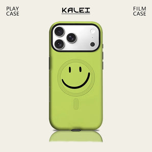 Lime Smiley Phone Case for IPhone 17 16 15 14 13 Pro Max Plus for Magnetic Single Double-layer Tough Case