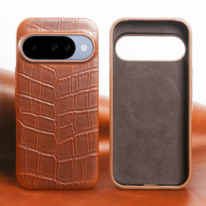Luxury Oil Wax Crocodile Genuine Leather Phone Case For Google Pixel 9 10 Pro 10A 9A 8A 6A 6 7 8 Pro Back Cover Cases Coque Capa