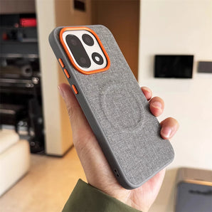 Luxury Magnetic PU Leather Cloth Texture Bumper Case For OnePlus 15 15R 13 13R 1+Turbo 6 6V Magnetic Wireless Charging Cover