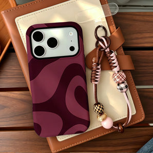 Burgundy Abstract Waves IPhone18 Must-Haves Phone Case For IPhone 18 17 16 15 14 13 157 Pro Max Plus Double-layer Flow Cover