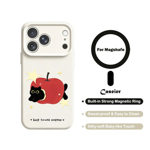 Apple Black Cat Magnetic Phone Case For iPhone 18 17 16 Pro Max 14 15 13 Pro Max 12 Pro MagSafe Liquid Silicone Shockproof Cover