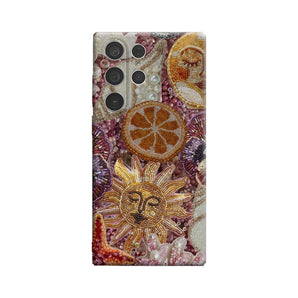 Lavender Beaded Phone Case for Samsung Galaxy S25 Ultra S24 S23 Ultra Plus Shockproof Double Layer Back Cover