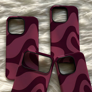 IPhone18 Must-Haves Phone Case For IPhone 18 17 16 15 14 13 12 Pro Max Plus Double-layer Back Burgundy Flow Cover