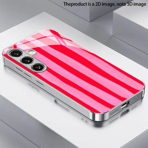 Red Pink Vertical Stripes 2D Phone Case for Samsung S26 S25 S24 S23 S22 S21 S20 A56 A36 A16 Electroplated Glass Protective Cover