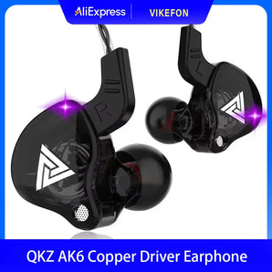 3.5MM Headset Music Earbuds In Ear With Mic Original QKZ AK6 Copper Driver HiFi Wired Earphone Race Sport Headphone Bass Stereo