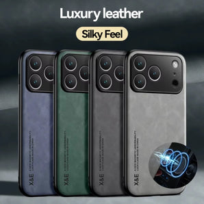 Leather Phone Case for APPLE IPhone 17 Air 16 15 14 13 Pro Max 16e Cover Metal Plate for Magnetic Car Mount (NOT INCLOUED)