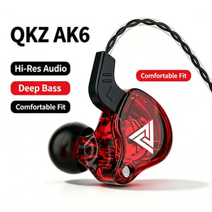 QKZ AK6 Hi‑Res Audio Sport Earphone 3.5mm Wired Control Headset With Mic Heavy Bass Stereo In Ear Earbuds For MobilePhone