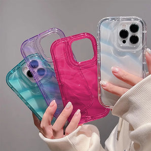 Soft Candy Transparent Wavy Texture Case For iPhone 17 16 15 14 13 12 11 Pro Max XS XR 8 7 Plus Silicone Shockproof Bumper Cover