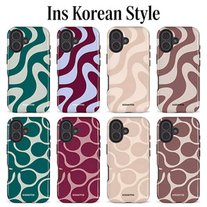 Luxury Clmj Abstract Wavy Line Phone Case for IPhone 17 17e 16e 16 15 14 13 12 11 XS XR Air Pro Max Plus Double-layer Back Cover