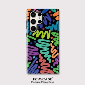 Fcicicase Phone Case For Samsung Galaxy S25 Ultra S24 Plus S23+ S20 FE A56 A36 A26 A16 Shockproof Colorful Lines Acrylic Fundas
