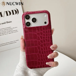 Fashion Retro Matte Grid Alligator Pattern Case For iPhone 18 15 14 13 12 Pro Max Plus 18Pro Max Luxury Leather Shockproof Cover