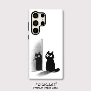 Protective Phone Case For Samsung Galaxy S24 Ultra S23 A36 A26 S25 Plus S26 Edge A56 A16 S20 FE Cute Cat Print Cover