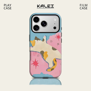 Blue Lazy Calico Cat IPhone17 Must for Magnetic Phone Case for IPhone 17 16 15 14 13 Pro Max Plus Single Double-layer Tough Case