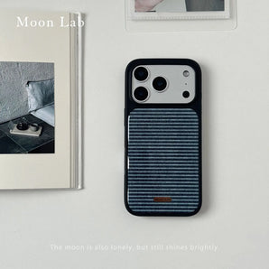 Cowboy Blue Striped ins Premium Minimalist Creative Phone Case For iPhone 17 16 15 14 13 12 11 Pro Max Plus Cartoon Hard Cover