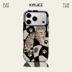 Checker Tabby Cat For Magnetic Must-Have Phone Case for IPhone 18 17 16 15 14 13 Pro Max Plus Single Double-layer tough Case
