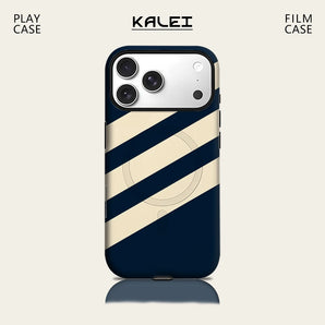 Navy Diagonal Stripes Phone Case for IPhone 17 16 15 14 13 Pro Max Plus for Magnetic Single Double-layer Tough Case