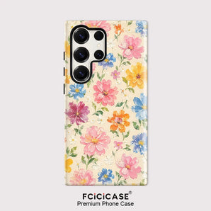 PC +TPU Phone Case For Samsung Galaxy S26 Ultra S25 S24 S23 Plus S22 A16 A26 A36 A56 5G Anti-fall Flowers Covers Funda