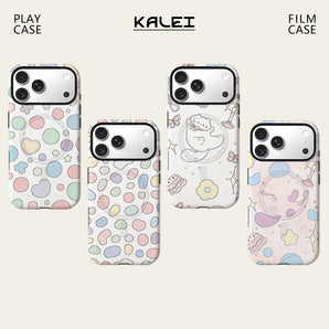 Pastel Cute Mix Cartoon Phone Case For Magnetic for iPhone 17 16 15 14 13 12 11 Pro Max Plus Double-layer Anti-Drop Back Cover