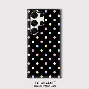 Circular Dots Print Phone Case For Samsung Galaxy S25+ S26 Edge A56 A36 A26 A16 S24 Plus S23 Ultra Double-layer Fundas