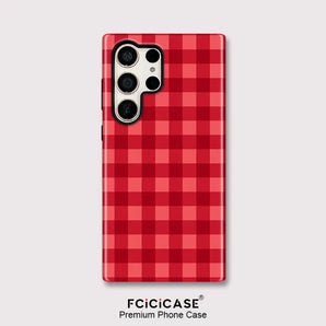 2 in 1 Double-layer Phone Case For Samsung Galaxy S23 Ultra S25 Plus S24+ S20 FE A56 A36 A16 A26 Grid Pattern Cover