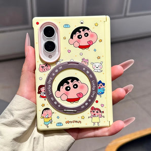 New Cute Cartoon Shin Chan Magnetic Phone Case for Samsung Galaxy Z Fold 8 fold 8 Cover With MagSafe Holder Kawaii Anti‑Drop Set