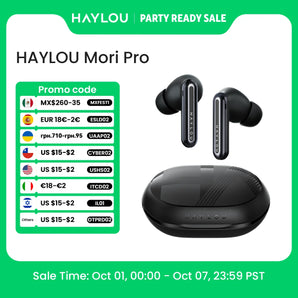 HAYLOU Mori Pro Bluetooth 5.4 Earphones -43dB ANC Active Noise Cancellation Earbuds 6 Mic Wireless Headphones 35H Battery Life