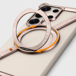 Oatsbasf Metal Frameless Phone Case for Samsung Galaxy S25 S24 Ultra with Stand 360° Rotation Magsafe Bumper Protective Cover