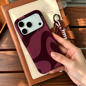 Burgundy Abstract Waves IPhone18 Must-Haves Phone Case For IPhone 18 17 16 15 14 13 157 Pro Max Plus Double-layer Flow Cover