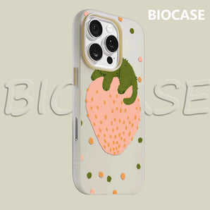 Strawberry Sleeping Kitten IPhone17 Must-Haves Phone Case for IPhone 16 Pro Max 15 14 13 12 Plus Double-layer Candy Cover