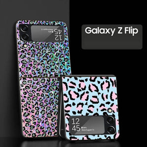 Hard PC Phone Case For Samsung Galaxy Z Flip 7 6 5 4 Black For Galaxy Z Flip 3 Foldable Shockproof Tiger Leopard Print Panther