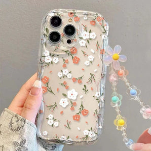 For Motorola G54 G84 G52 G60 Edge 50 Fusion Pro Ultra G14 G53 G22 G35 G05 G34 G75 G15 G30 E13 E22 Case INS Flower Chain Lanyard