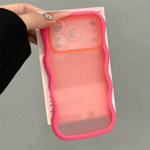 Luxury Wave Frame Frosted Phone Case For iPhone 18 17 16 15 14 13 12 11 Pro Max Bumper Shockproof For 18 Pro Max Fashion Cover