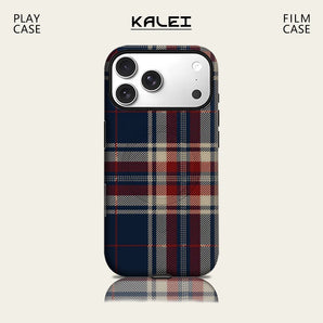 Red Navy Plaid Phone Case for IPhone 17 16 15 14 13 Pro Max Plus for Magnetic Single Double-layer Tough Case