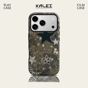 Dark Tone 3D Star IPhone17 Must for Magnetic Phone Case for IPhone 17 16 15 14 13 Pro Max Plus Single Double-layer Tough Case