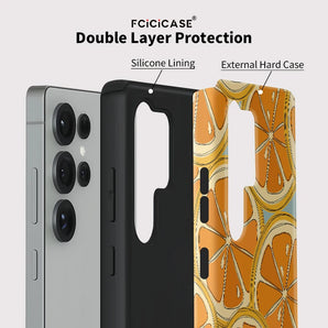 Fcicicase S25 S 25 Luxury Lemon Print Phone Case For Samsung Galaxy S23 Plus S20 FE S24 Ultra A36 A16 A56 Matte Capa Hoesje